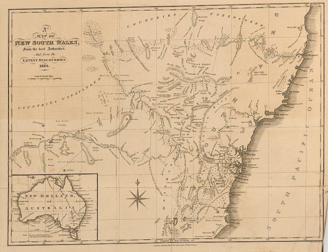 Map of NSW 1825, courtesy of the National Library 